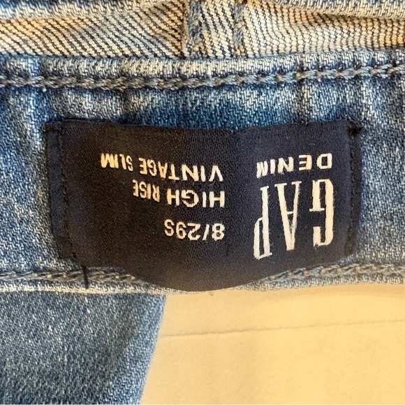 Gap Denim High Rise Vintage Slim distressed raw hem jeans size 8/29 short - Picture 5 of 6